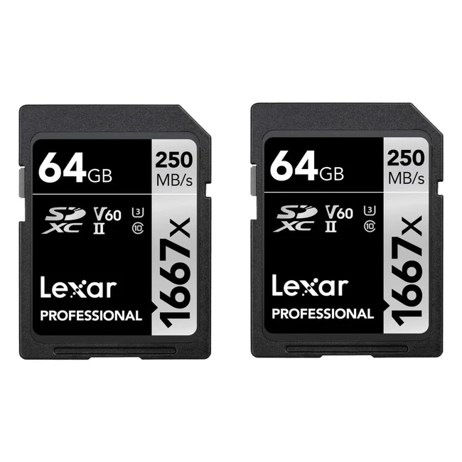 Lexar Professional 1667x SD Card 64GB 2Pack SDXC UHSII Memory Card