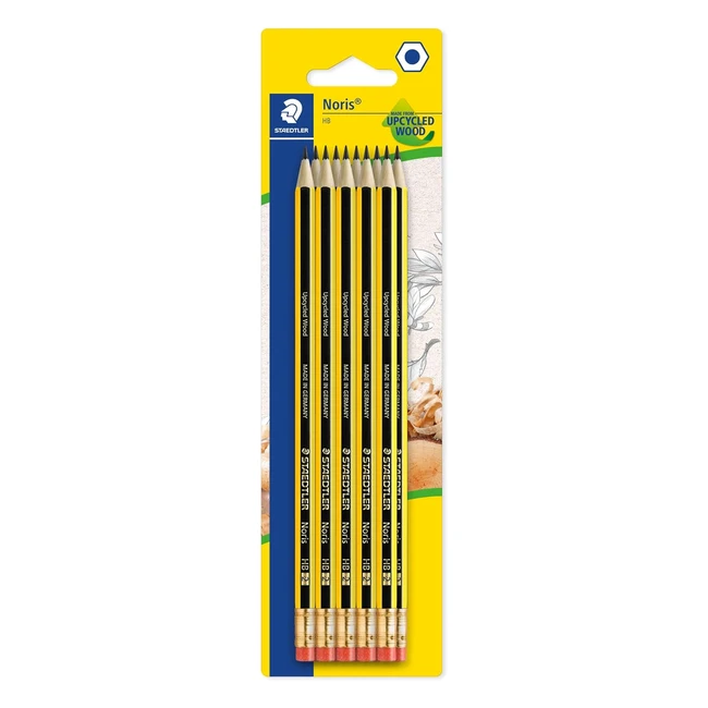 Staedtler 1222 BK10 Noris Graphite Pencil with Eraser Tip HB Pack of 10