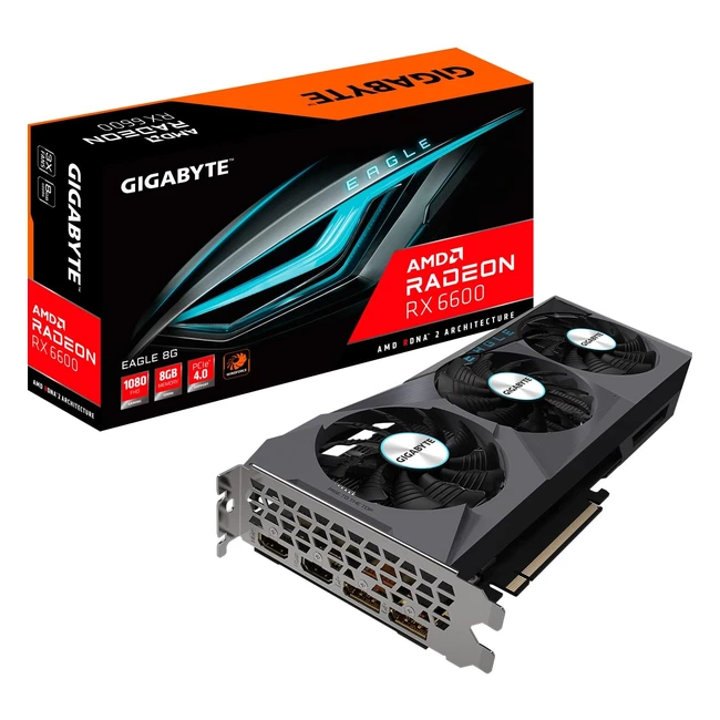 Carte graphique Gigabyte RX6600 Eagle8GD GVR66Eagle8GD GDDR6 Noir AMD Radeon RX 6600 - Boost 2491 MHz