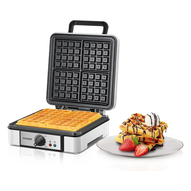 Fohere Gaufrier Belge 1200W - Contrôle de Température - 5 Vitesses - Appareil à Gaufre Électrique