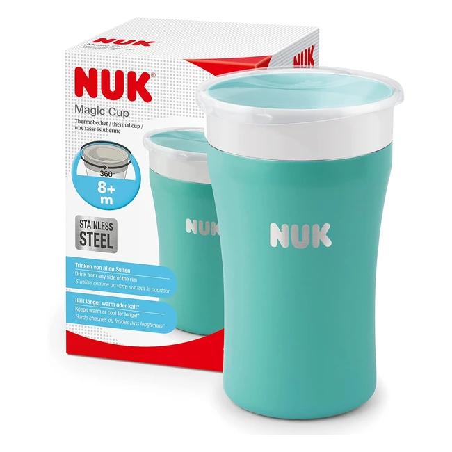 NUK Magic Cup Lernbecher aus Edelstahl ab 8 Monaten 230 ml auslaufsicher 360 Tri
