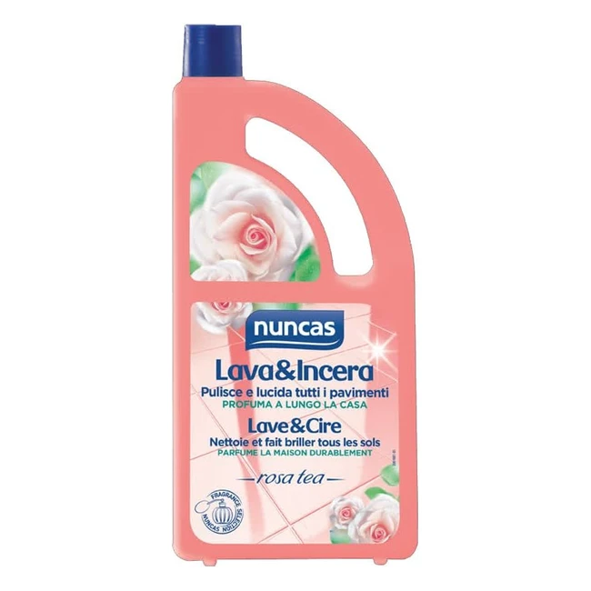 Detergente Pavimenti Nuncas Lava Incera Rosa Tea 1000ml - Con Cera e Profumo