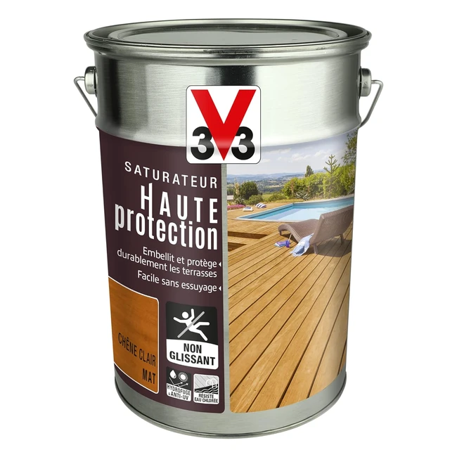 V33 Saturateur Terrasse Haute Protection Chne Clair 5L - Protection UV Facile