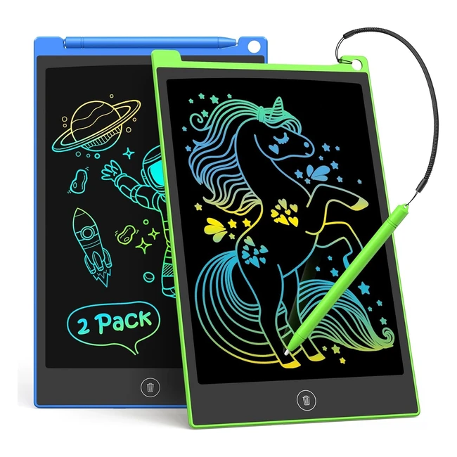 TecJoe 2 Pack LCD Writing Tablet 10 Inch - Colorful Doodle Board for Kids - Elec