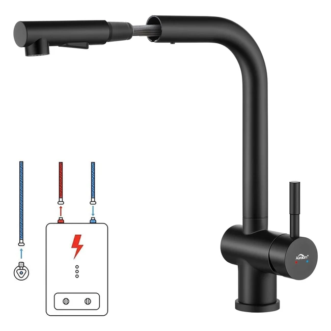 Auralum Niederdruck Kchenarmatur Schwarz 360 drehbar Edelstahl Spltischarm