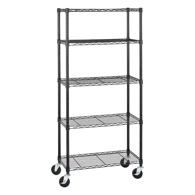 Amazon Basics 5-Shelf Storage Unit on Casters | Adjustable Shelves | 680kg Capacity