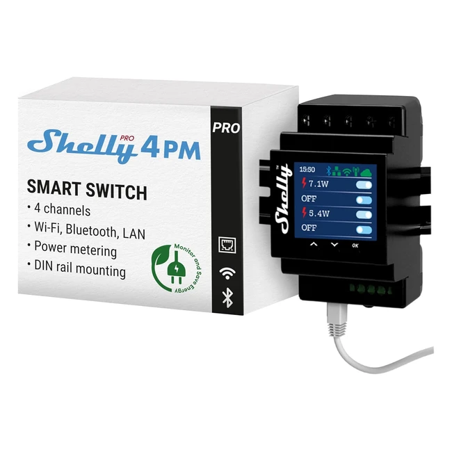 Shelly Pro 4PM Rel 4 Canali WiFi LAN Bluetooth Misuratore Consumo Domotica Cas