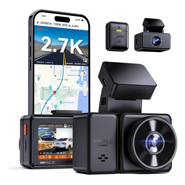 Vantrue E2 Dashcam Auto Vorne Hinten 5GHz WiFi GPS 1944P WDR Nachtsicht Parkmodu