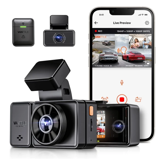 Vantrue E3 3 Lens 27K Dashcam 5GHz WiFi 1944P1080P1080P Dash Cam Sprachsteuerung