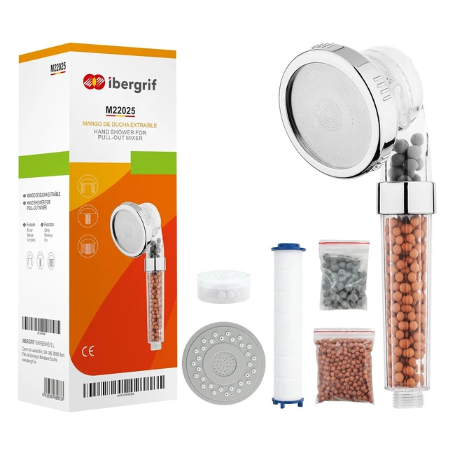 Pommeau de douche Ibergrif M22025 3 modes filtration 3 étages haute pression économie eau anticalcaire
