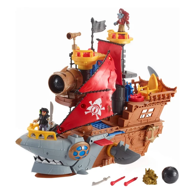 FisherPrice Imaginext Bateau Pirate Requin 2 Figurines 4 Projectiles Jouet Enfant 3-8 ans