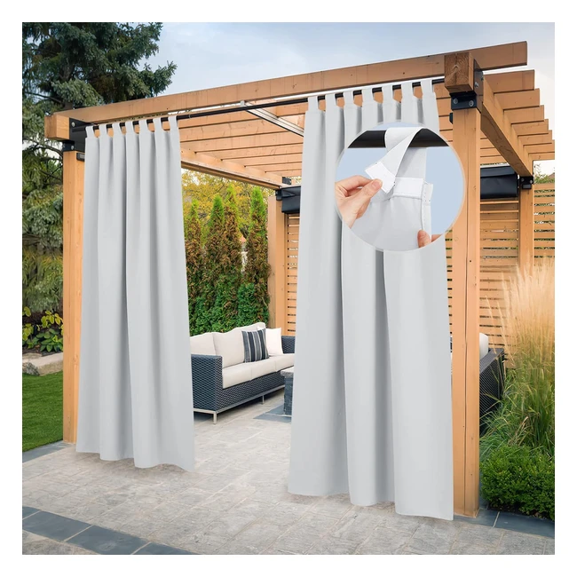 Pony Dance Rideau Occultant Exterieur 132x243 cm Gris Blanc - Isolant Lumiere Anti Vent Chaleur