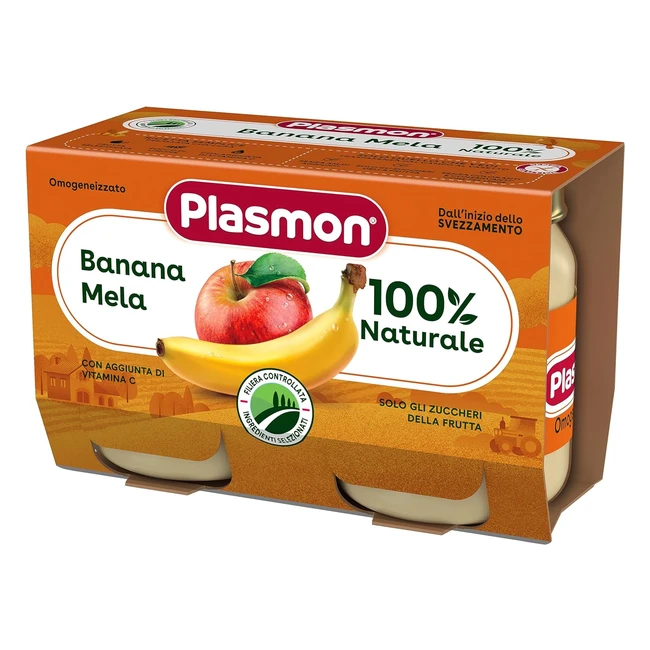 Plasmon Omogeneizzato Frutta Banana con Mela 104g - 24 Vasetti - 100 Naturale -