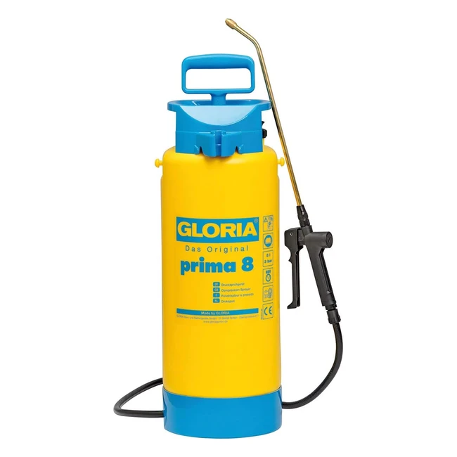 Pulverizador Gloria Prima 8L - Boquilla de Latón Ajustable - Color Amarillo