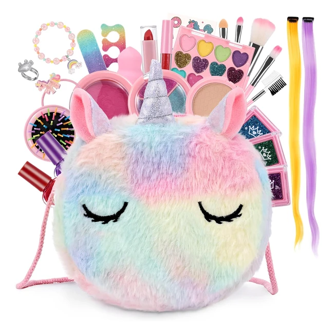 Coffret Maquillage Enfant Anpro Licorne 41pcs - Non Toxique - Cadeau Noël Anniversaire Fille 3+
