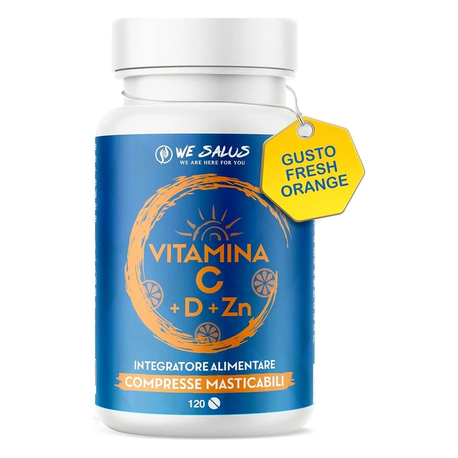 Vitamina C D Zinco Masticabile Gusto Arancia 1000mg D3 2000 UI Zinco 5mg Salus