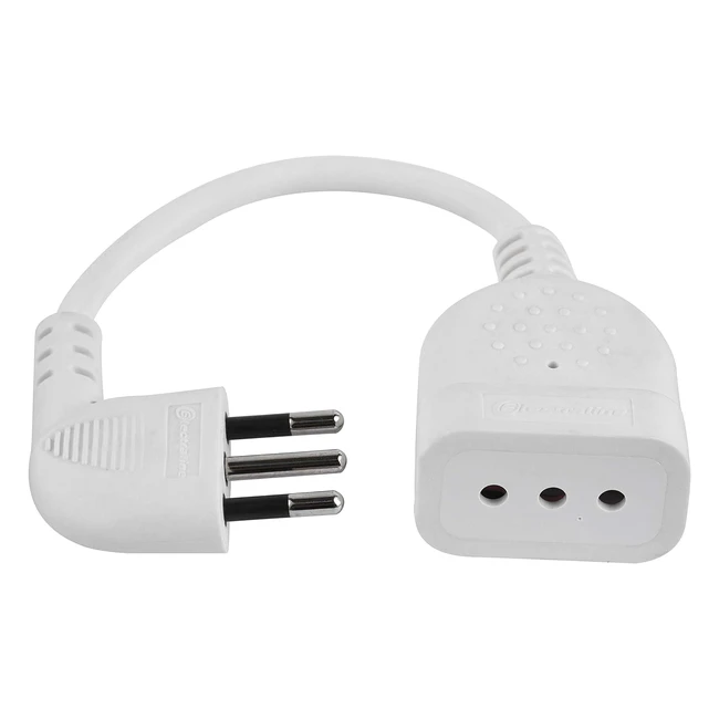 Mini Prolunga Salvaspazio Electraline 46005 - Spina Piccola 10A - Cavo 20 cm Bia