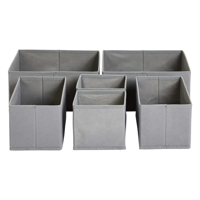 Amazon Basics Collapsible Clothes Drawer Organisers Set of 6 Grey