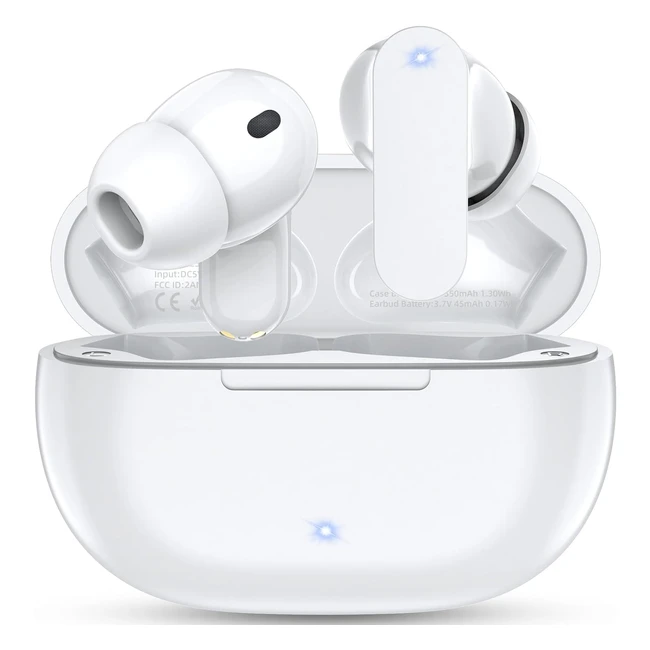 Bluetooth Kopfhörer Wireless Bluetooth 53 InEar Kopfhörer mit 4 ENC Geräuschunterdrückung Mikrofon 40 Stunden Spielzeit HiFi Stereo IP7 Wasserdichte Ohrhörer Arbeit Studium Weiß