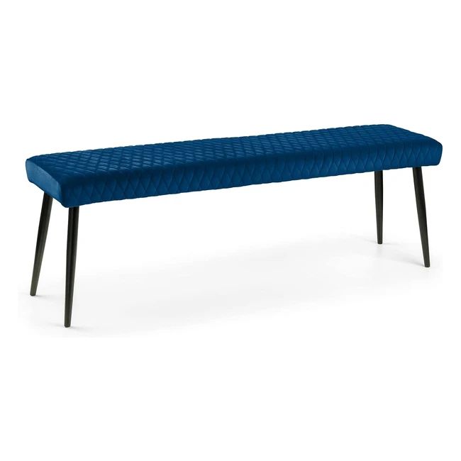 Julian Bowen Luxe Low Bench Blue - Height 47 Width 140 Depth 37cm - Modern Twist