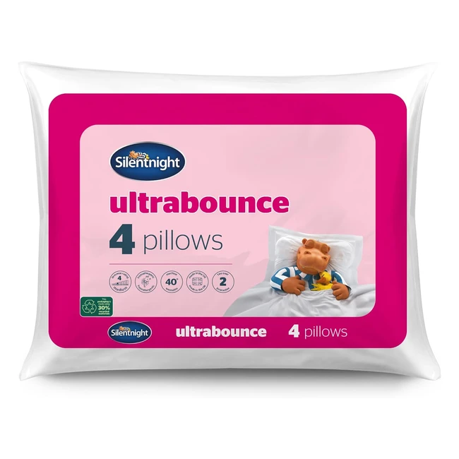 Silentnight Ultrabounce Pillows Pack of 4 - Medium Support Soft Bouncy Hotel Bed