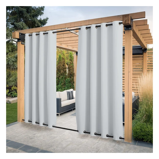 Pony Dance Rideau Occultant Extérieur Oeillets Coupe-Vent Lumineux Bloquer Étanche Gris Blanc L 132x H 243 cm 2 Pièces