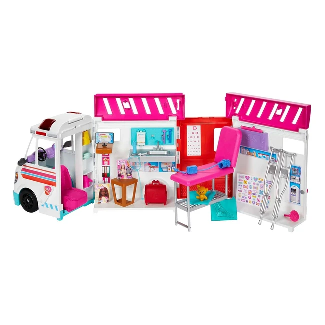 Barbie Care Clinic Ambulance & Clinic Playset HKT79 - Lights, Sounds, 20 Accessories