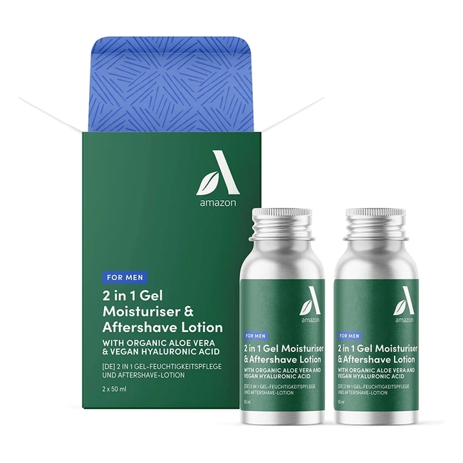 Amazon Aware Herren 2-in-1 Gel Feuchtigkeitscreme und Aftershave Lotion mit Bio-Aloe Vera und Hyaluronsäure Nachfüllung 50ml Packung mit 2