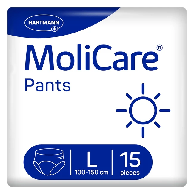 Molicare Pants Day Inkontinenzhose für diskreten Tageschutz bei mittlerer Inkontinenz Groß 100-150cm Hüfte 15er Pack