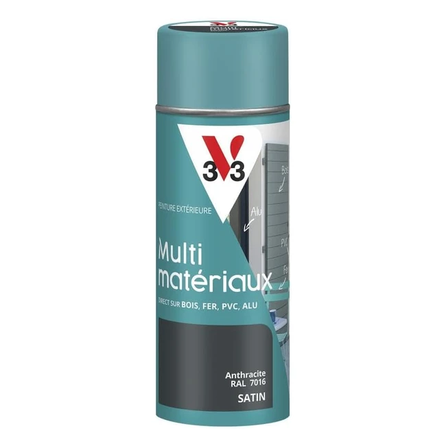 Peinture extérieure aérosol V33 anthracite satin RAL 7016 400ml - Séchage rapide