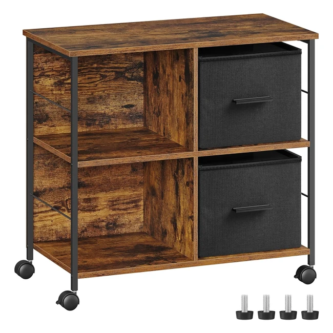 Support bureau imprimante 2 tiroirs en tissu - VASAGLE OFC057B01