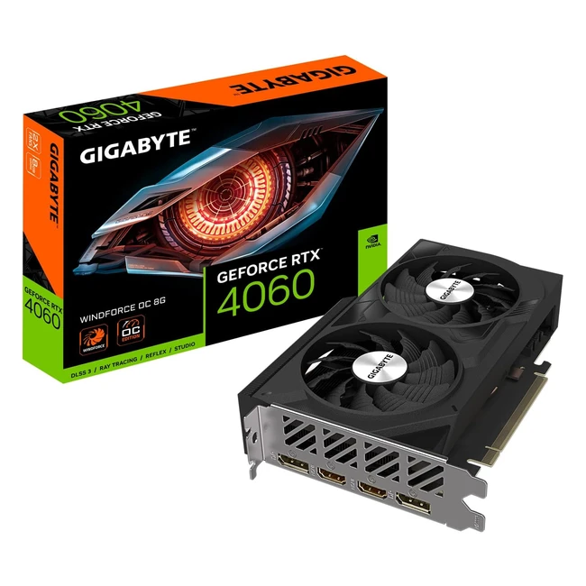 GIGABYTE NVIDIA GeForce RTX 4060 Windforce OC Graphics Card 8GB GDDR6 128bit PCI