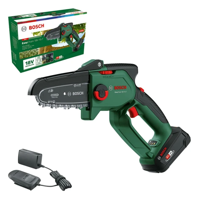 Bosch EasyChain 18V157 Kompakte kabellose Baumsäge für Holzschnitt 18V System Kettengeschwindigkeit 695 m/s mit 2,5 Ah Akku und Ladegerät