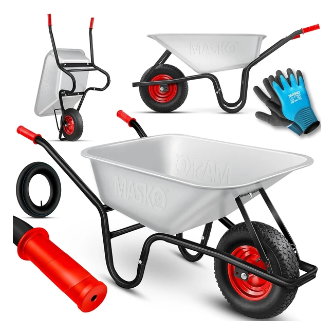 Masko Schubkarre 100 Liter 250kg Luftreifen Stahlrahmen Gartentransport