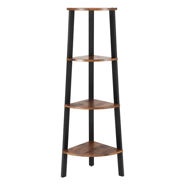 VASAGLE Eckregal Bücherregal mit 4 Ebenen Leiterregal Aufbewahrungsregal Pflanzenregal Wohnzimmer Industriedesign Stahlrahmen Vintagebraunschwarz LLS34X