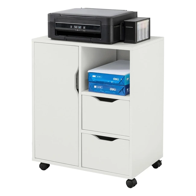 Support Imprimante Roulant Organiseur Bureau Mobile Caisson 60x35x70 cm