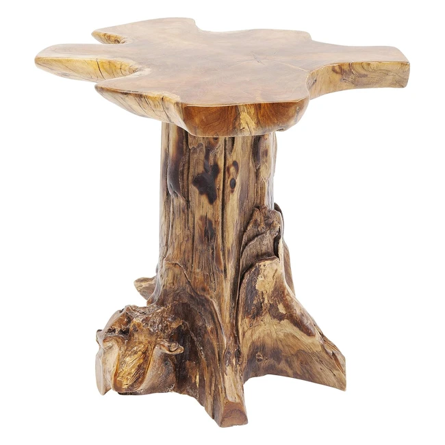 Kare Design Side Table Tree Big Nature Brown Teak Solid Wood 4952cm High Table Top Diameter 3942cm