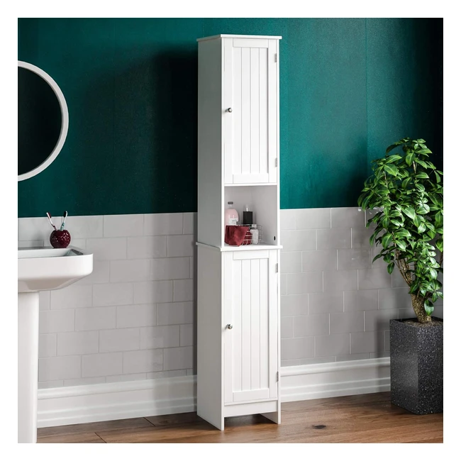 Bath Vida Priano Tall Bathroom Cabinet White - Storage Cupboard Unit