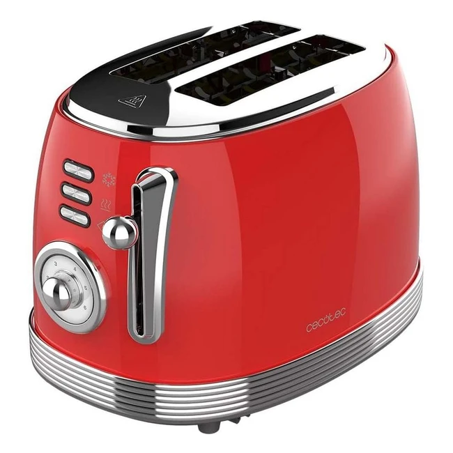 Grille-pain Cecotec Vintage 800 Light Red - 850W - 2 Fentes - Style Vintage Rouge