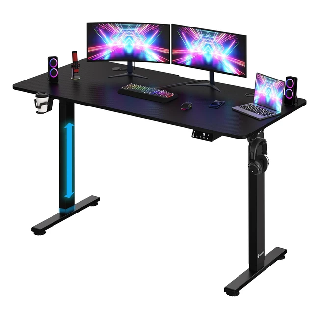 Casaria Hhenverstellbarer Schreibtisch 140x60 cm elektrisch - Moderner Gaming PC