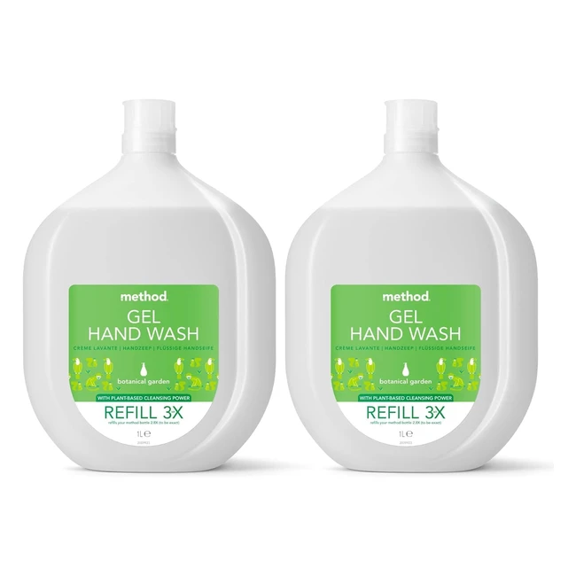 Method Botanical Gardens Hand Soap Refill 1L Pack of 2 - Plantbased Cleansing Po