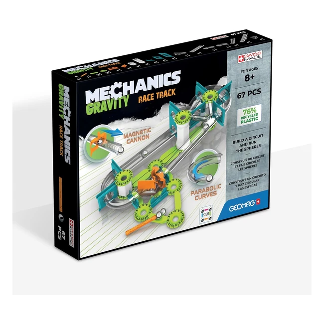 Geomag Mechanics Gravity Race Track - Set di costruzione magnetico educativo per bambini - 67 pezzi