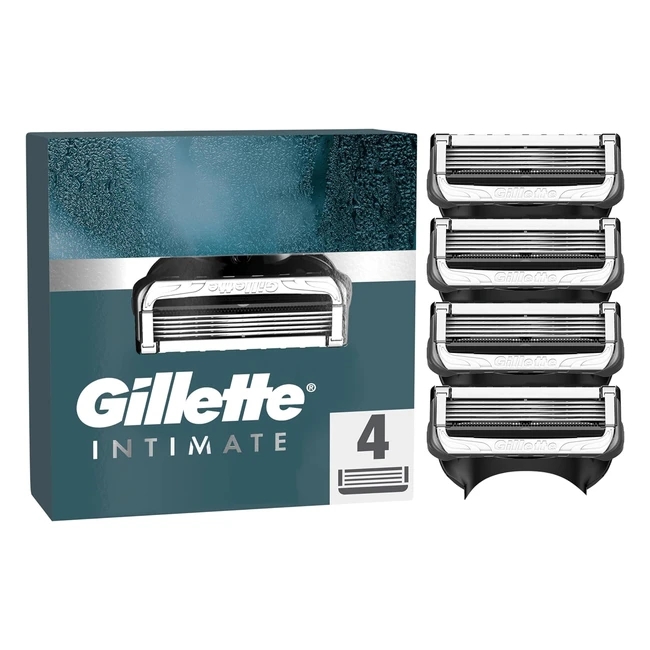 Gillette Intimate Razor Blades for Men - 4 Refills with Lubrastrip - Gentle & Easy to Use - Dermatologist Tested