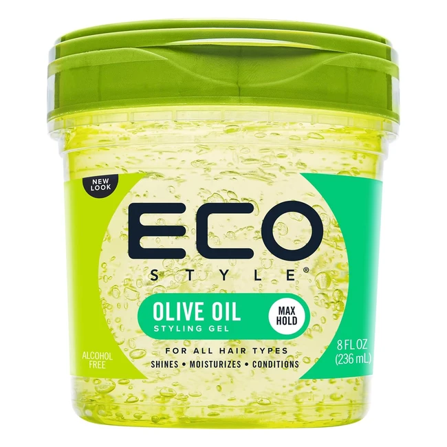 Eco Style Olive Oil Hair Styling Gel 236ml - Hydrate, Style, Green - Pack of 1