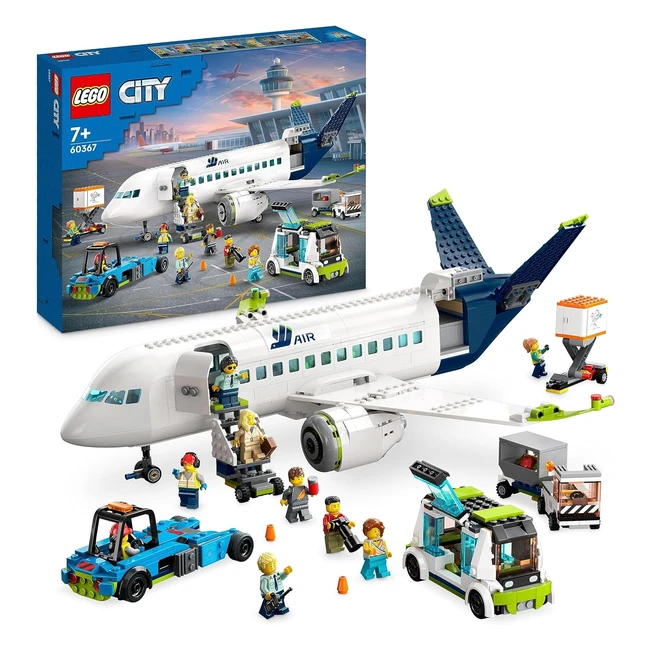 LEGO City Aereo Passeggeri 60367 - Modellino Grande con 9 Minifigure e Veicoli Aeroporto