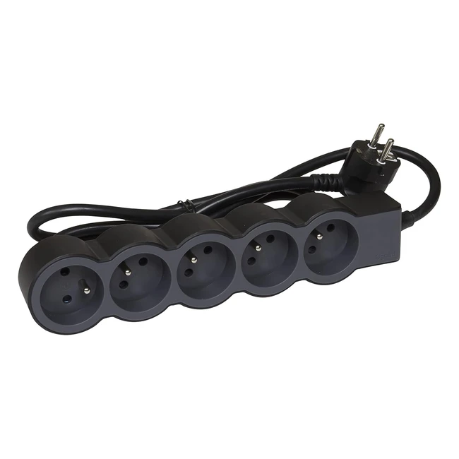 Legrand Multiprise Extraplate 5 Prises de Courant avec Terre - Noir et Gris Fonc