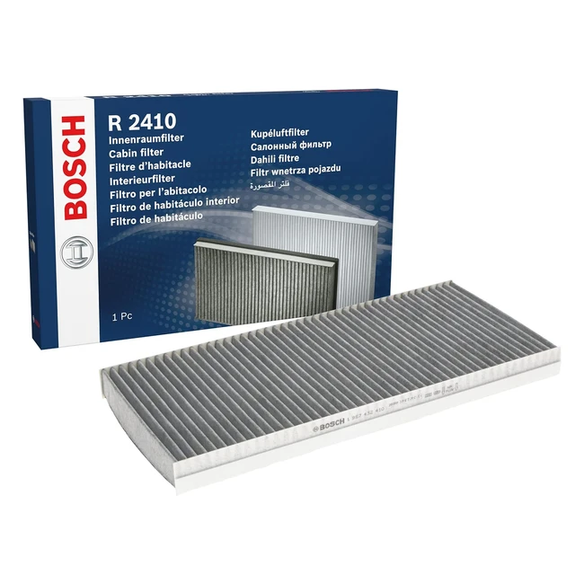 Bosch R2410 Cabin Filter Activated Carbon - Protects from Fine Particles, Retains Noxious Gases, Reduces Mist on Windshield