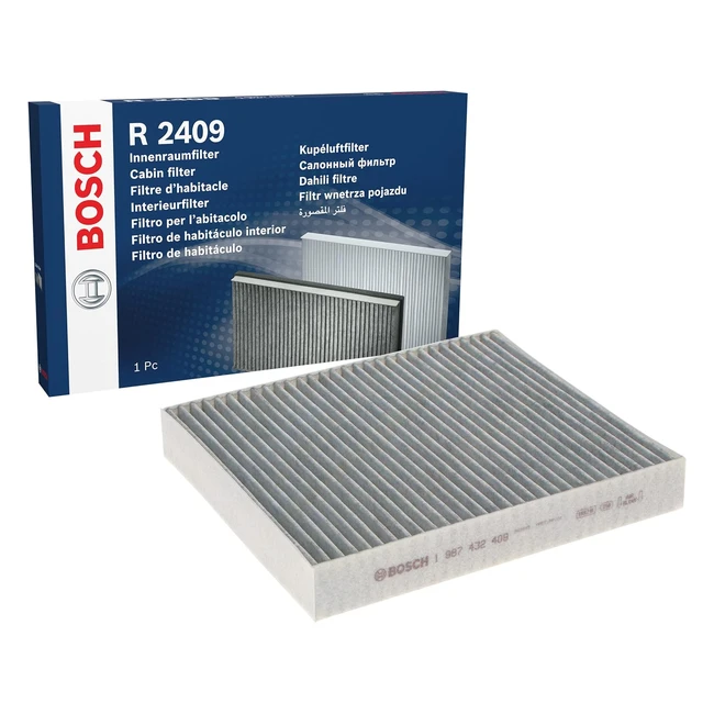 Bosch R2409 Cabin Filter Activated Carbon - Protects from Fine Particles, Noxious Gases, and Foul-Smelling Gases