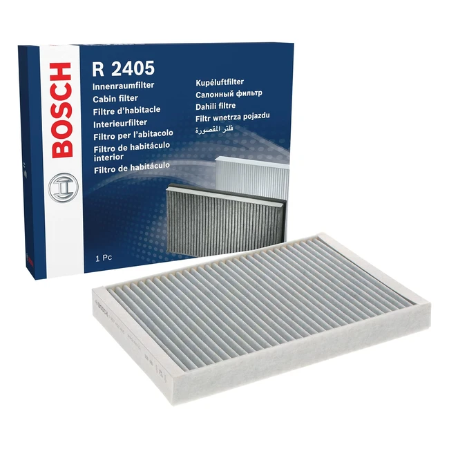 Bosch R2405 Cabin Filter Activated Carbon - Protects from Fine Particles, Noxious Gases, and Foul-smelling Gases