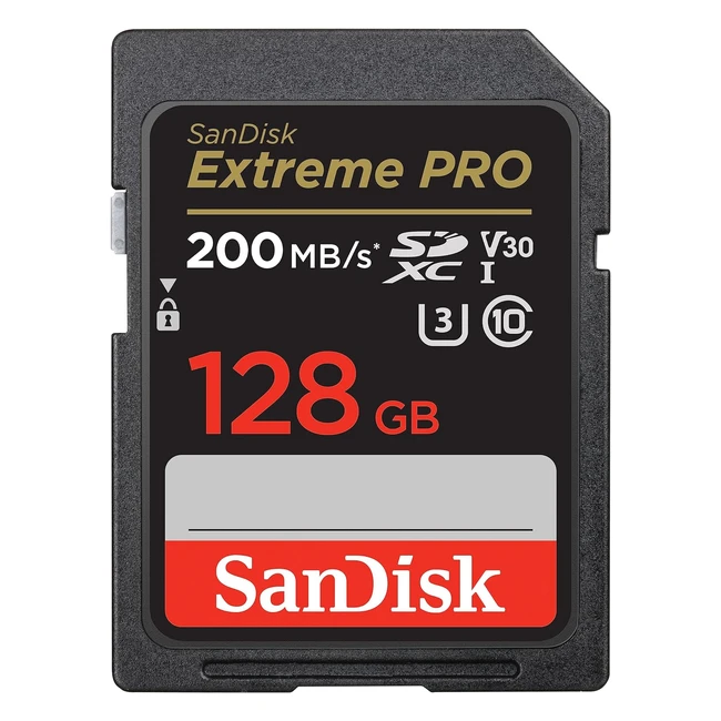 Sandisk Extreme Pro SDXC UHSI 128GB Speicherkarte V30 200 MB/s Übertragungsgeschwindigkeit U3 4K UHD Video